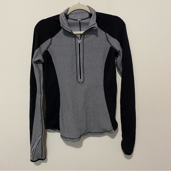 Lululemon Black and White Striped Half Zip Jacket small - Picture 2 of 8